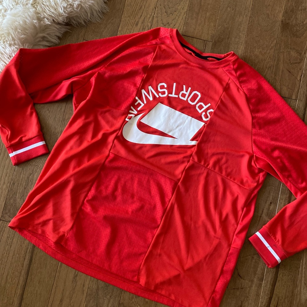 Nike Longsleeve Shirt Sportswear Heavy Athletic Mens Top Red XXL
